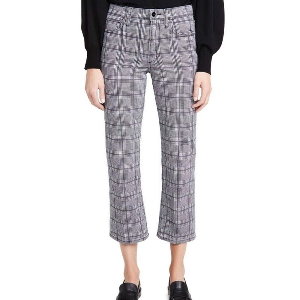 Joes Jeans Gray Plaid The Callie High Rise Cropped Boot Pants 28